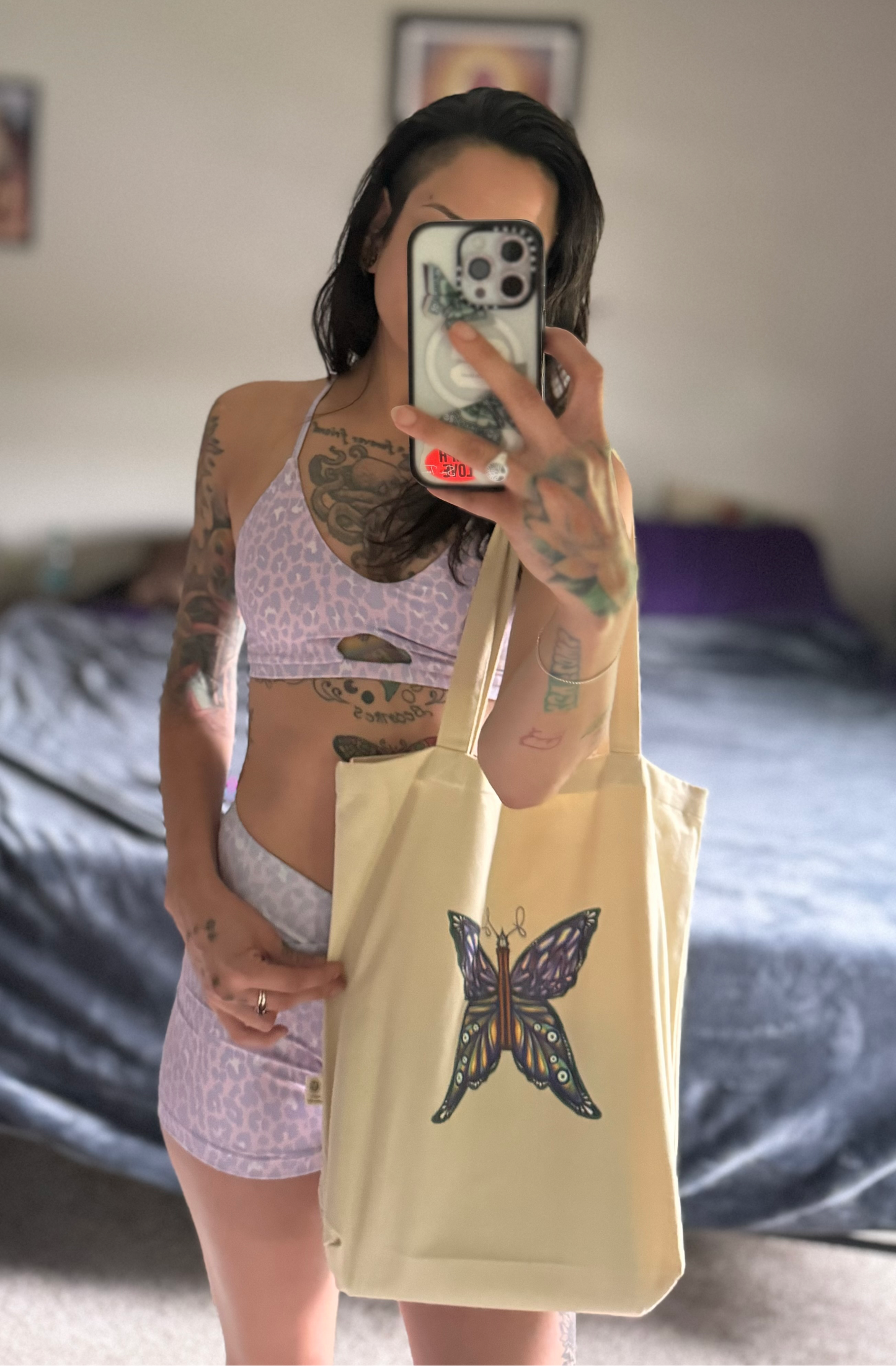 butterfly branded tote bag (spacious & sturdy)