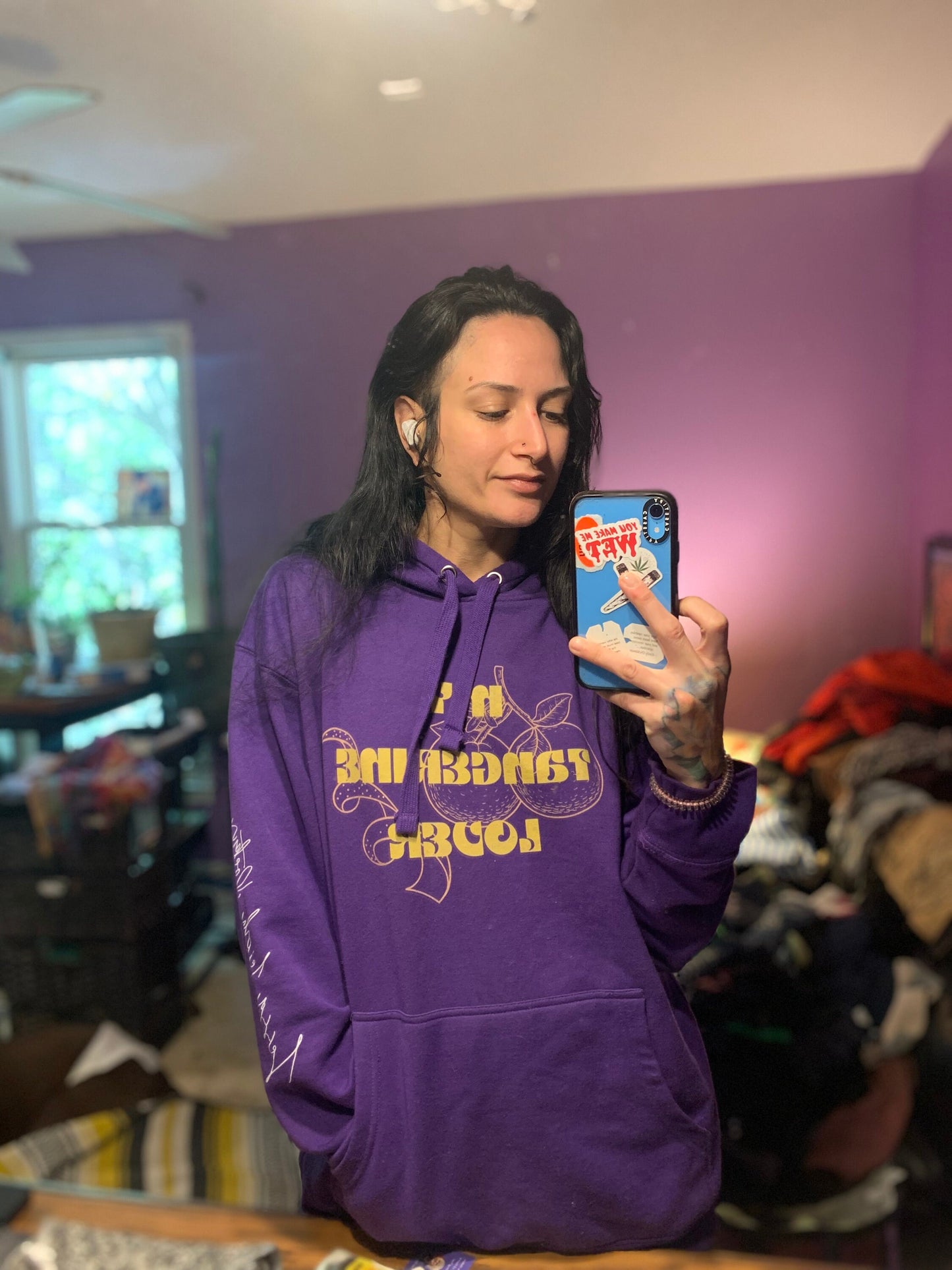 my tangerine lover , purple poetry hoodie for cozy moments