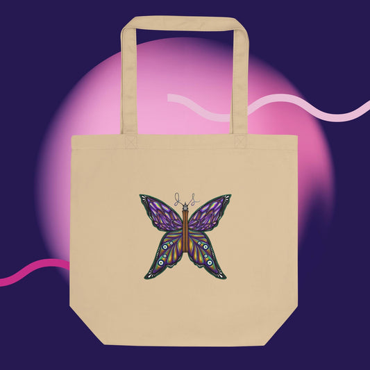 branded butterfly organic cotton tote