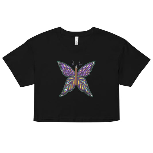 branded butterfly crop top