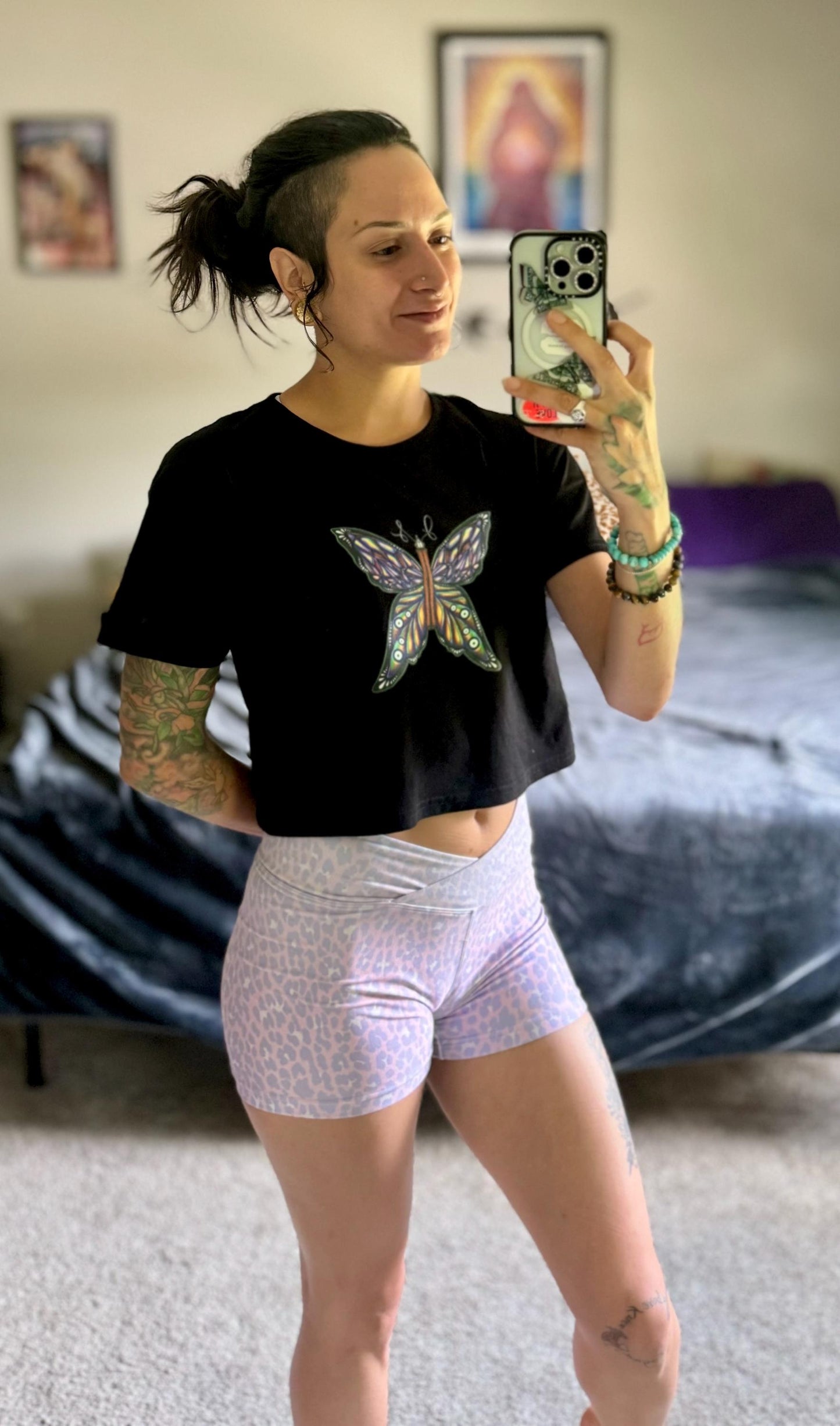 branded butterfly crop top