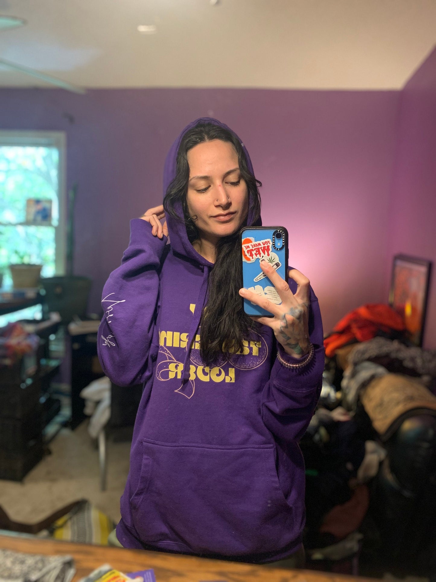 my tangerine lover , purple poetry hoodie for cozy moments