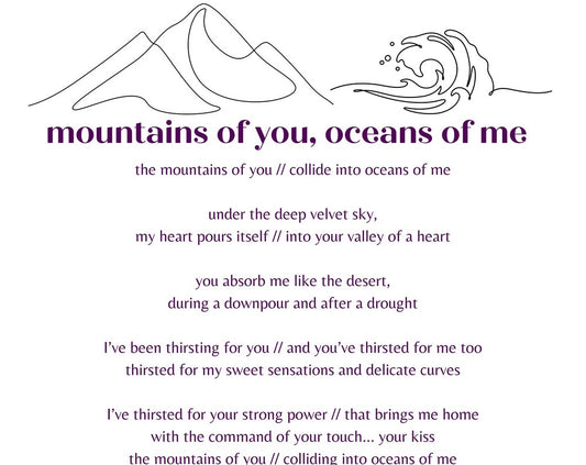 Romantic Room Décor - Mountains of You, Oceans of Me (poem)